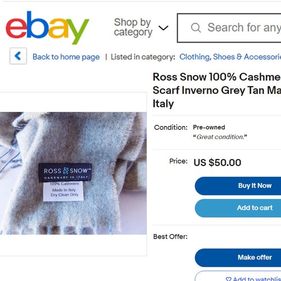 𝐑𝐎𝐒𝐒 ✳ 𝐒𝐍𝐎𝐖 100% Cashmere Unisex Inverno Scarf - NEW!!! - Picture 11 of 11